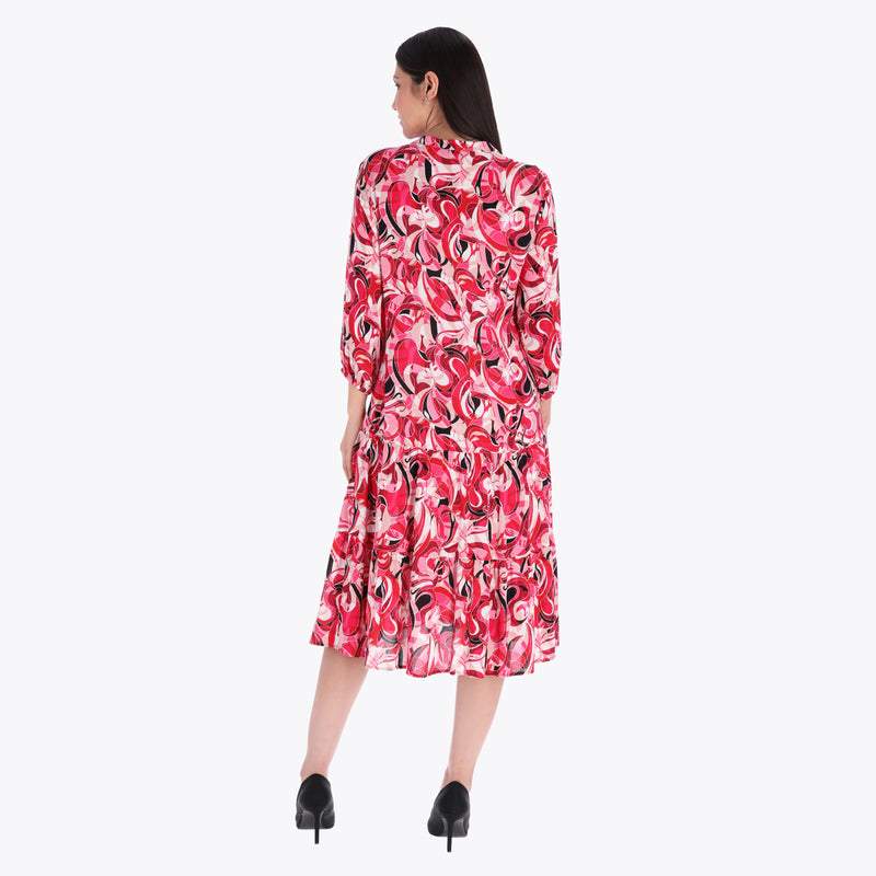 Maxi Vestido Camisero Escote V Cuello Chino Tejido Plano