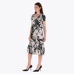 Petite Maxi Vestido con Escote V Corte al Frente Tejido Plano