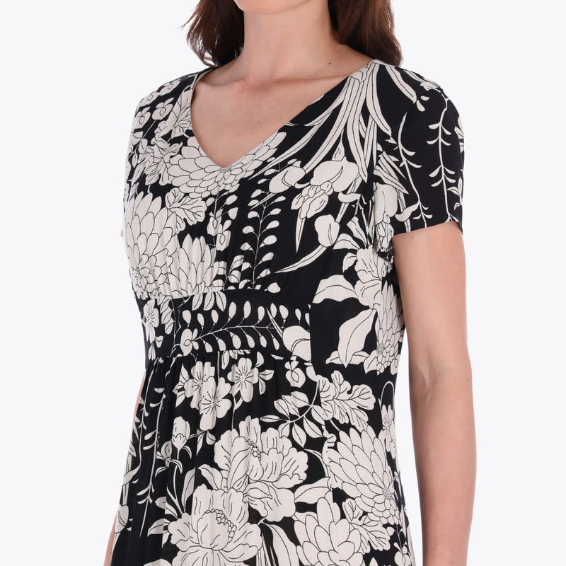 Petite Maxi Vestido con Escote V Corte al Frente Tejido Plano