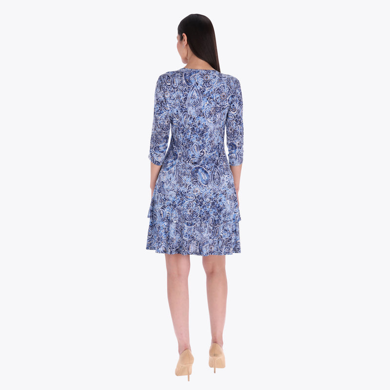 Vestido con Doble Olan Escote Redondo Tejido de Punto