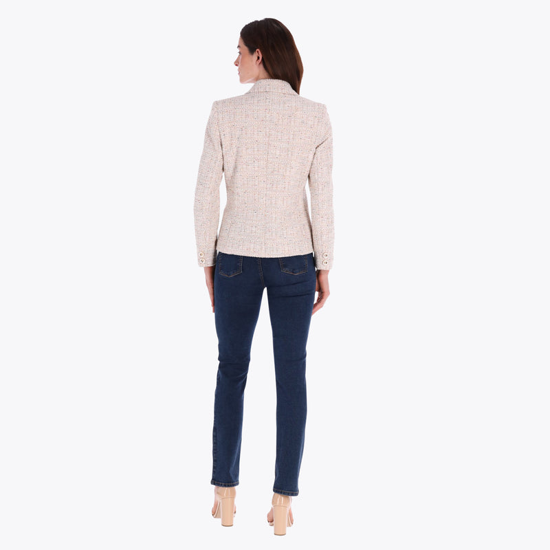 Saco Tipo Chanel con Solapa Tejido de Punto