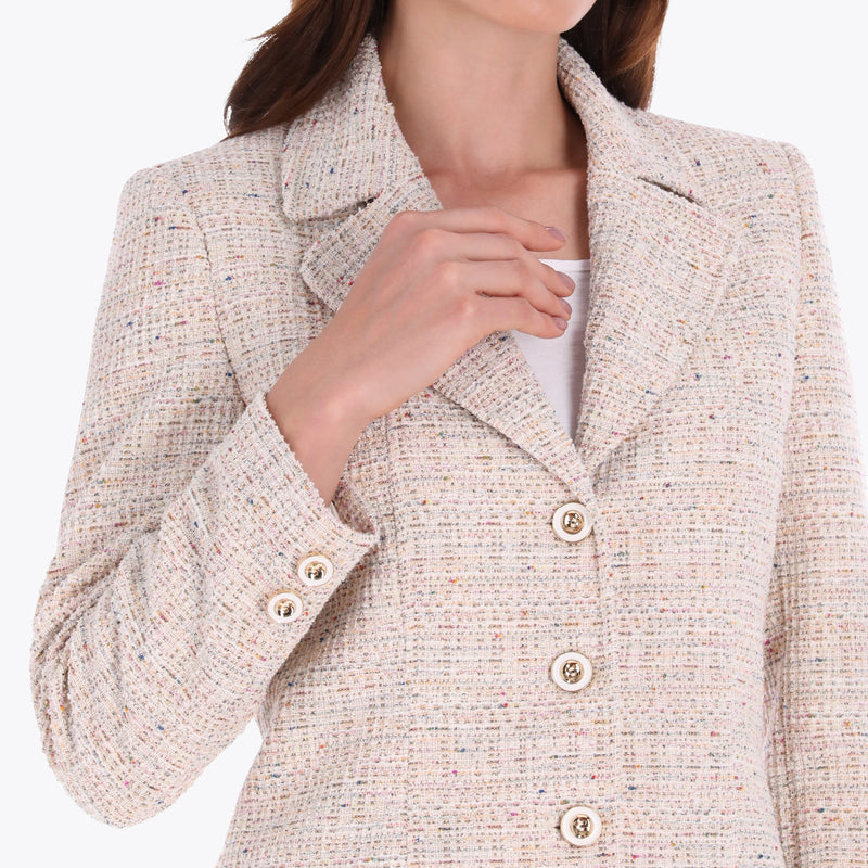 Saco Tipo Chanel con Solapa Tejido de Punto