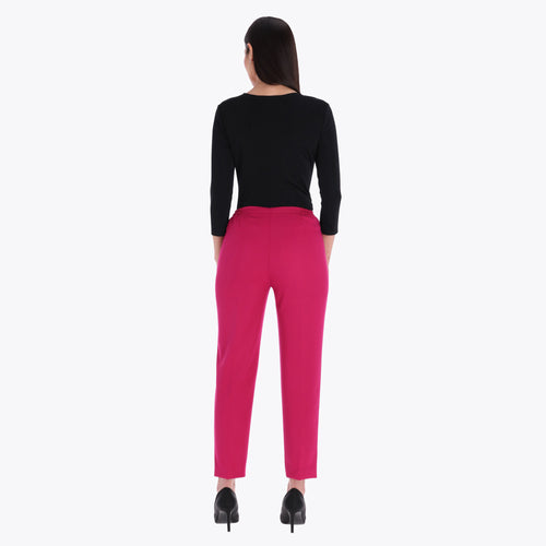 Petite Pantalón Básico con Elástico en Cintura Tejido Plano