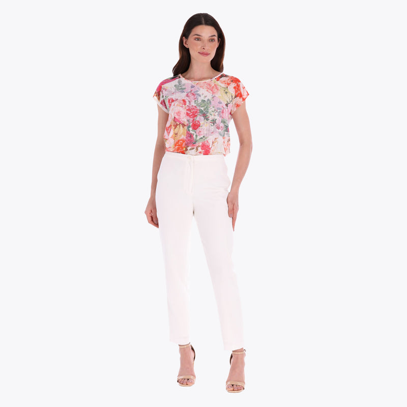 Petite Pantalón Básico con Elástico en Cintura Tejido Plano