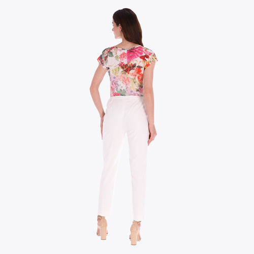 Petite Pantalón Básico con Elástico en Cintura Tejido Plano
