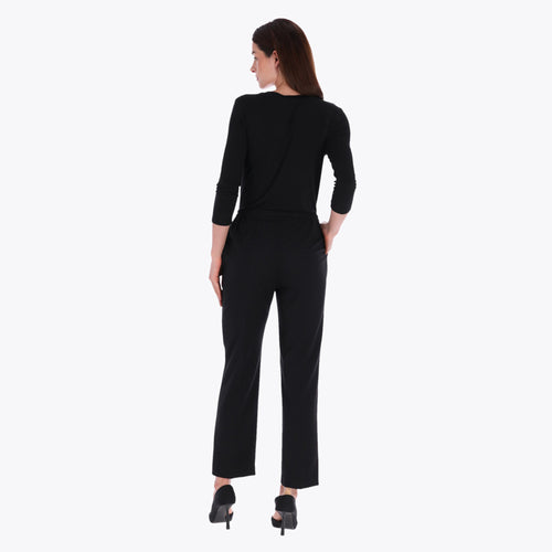 Outlet Pantalón Básico con Elástico en Cinturas y Bolsas en Costados Tejido Plano