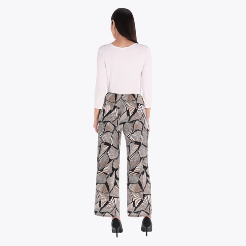 Petite Pantalón con Elástico en Cintura Tejido de Punto Estampado Tejido Plano