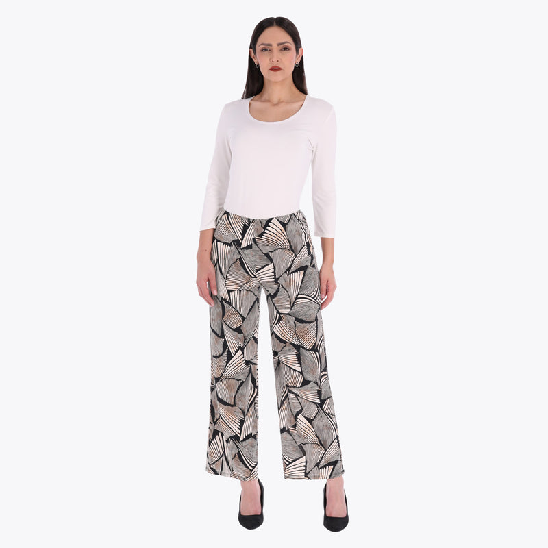 Petite Pantalón con Elástico en Cintura Tejido de Punto Estampado Tejido Plano
