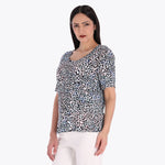 Petite Top Escote Redondo Manga Corta Tejido Plano