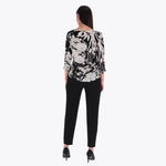 Petite Blusa Manga 3/4" con Detalle de Cintas al Frente Tejido Plano