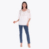 Blusa con Elástico en Escote en Tela Bordada