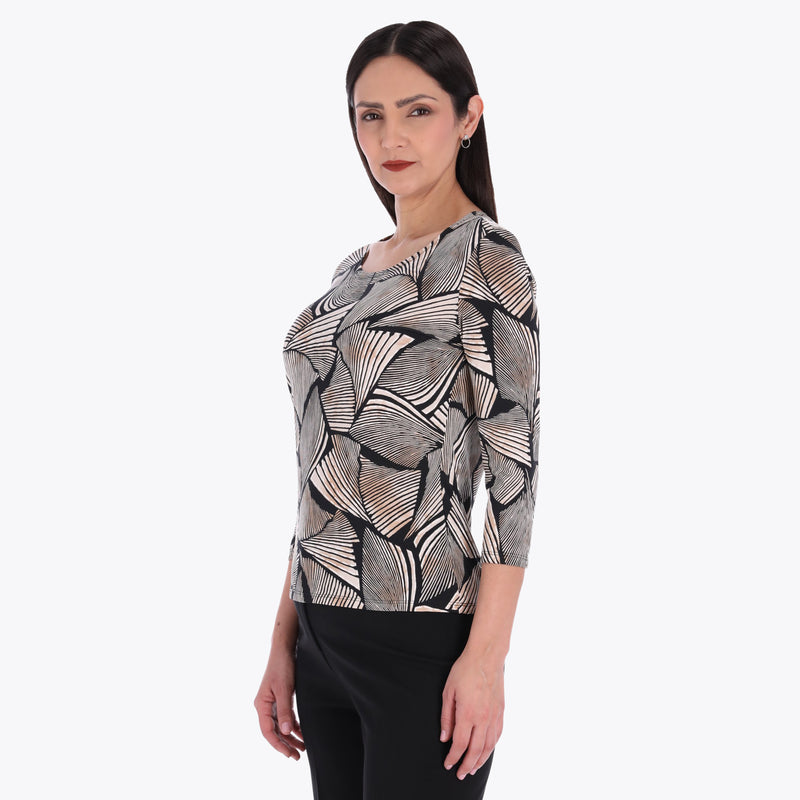 Petite Top Escote Redondo Manga 3/4" tejido de Punto