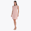 Vestido Cuello Redondo Detalle de Perlas en Tejido de Tweed