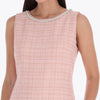Vestido Cuello Redondo Detalle de Perlas en Tejido de Tweed