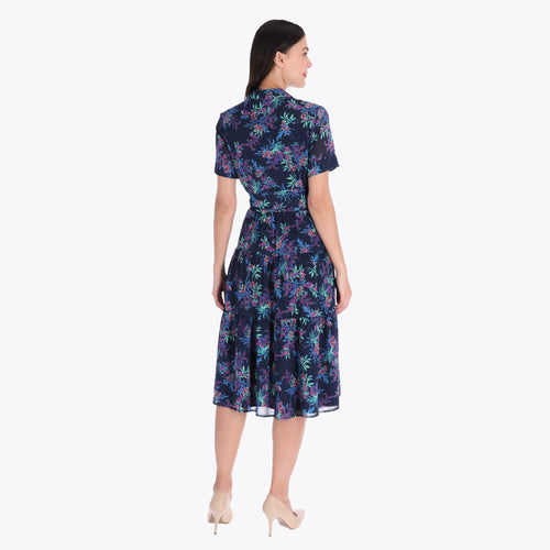 Vestido Camisero con Cortes Tejido Plano