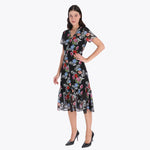 Maxi Vestido Escote en "V" con Olan Tejido Plano