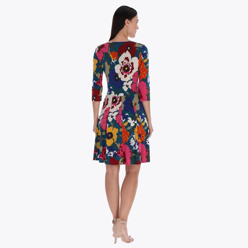 Petite Vestido Escote Redondo Manga 3/4" Tejido de Punto
