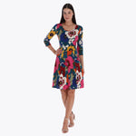 Petite Vestido Escote Redondo Manga 3/4" Tejido de Punto