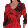 Vestido Camiseta Escote en V Manga 3/4" Tejido de Punto