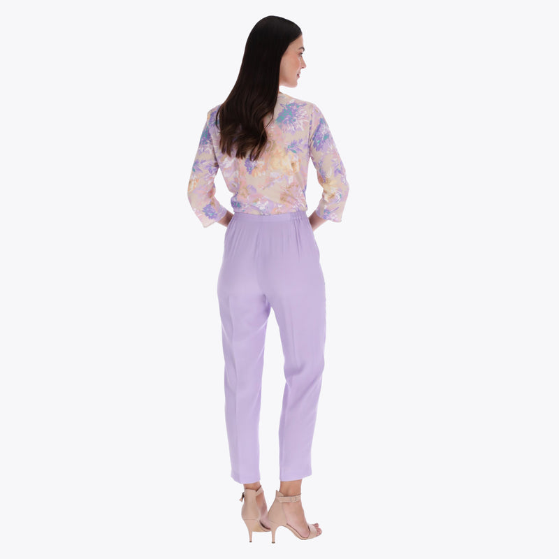 Pantalón Corte Recto con Elástico en Cintura Tejido Plano