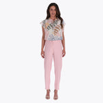 Petite Pantalón Básico con Elástico en Cintura Tejido Plano