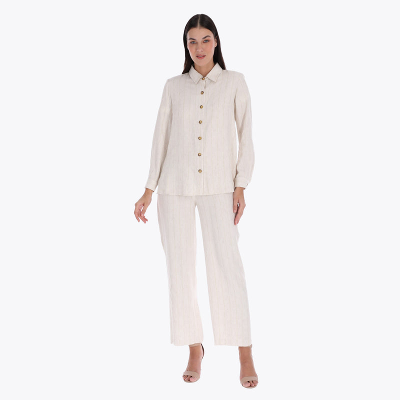 Petite Blusa Camisera Amplia con Bata Tejido Plano