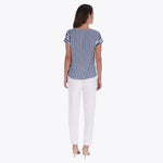 Petite Top Escote Redondo Manga Kimono con Puños Tejido Plano