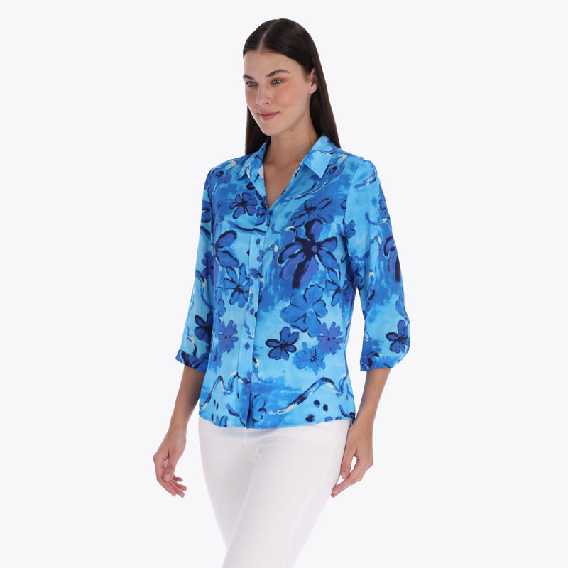 Petite Camisera Camisera Manga 3/4" Tejido Plano