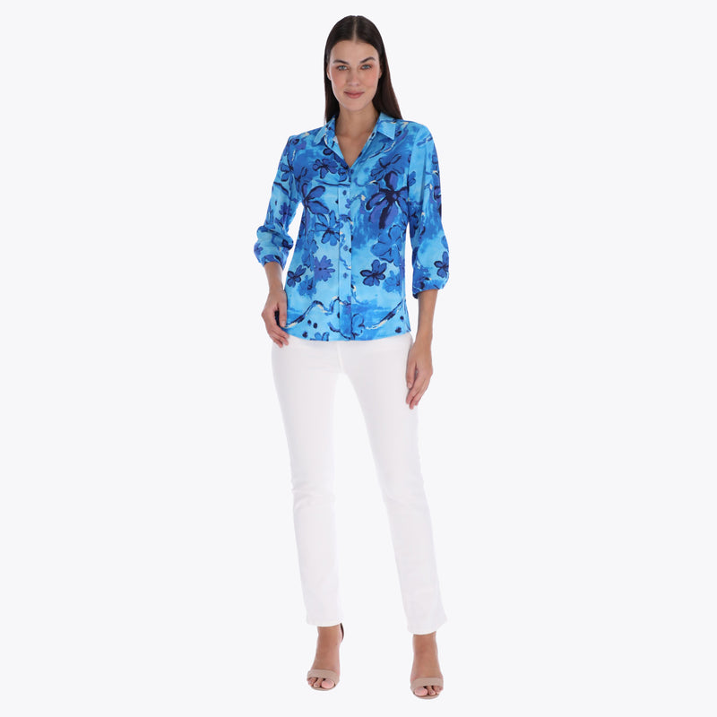 Petite Camisera Camisera Manga 3/4" Tejido Plano