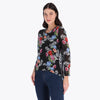 Blusa Escote Redondo con Pieza en Ruedo Tejido Plano
