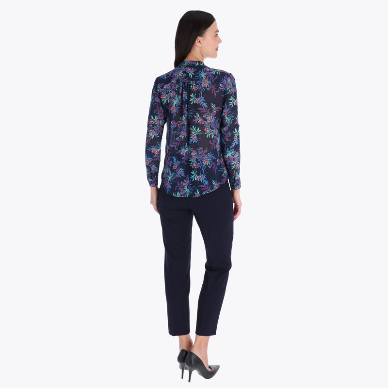 Blusa Camisera Manga Larga Tejido Plano
