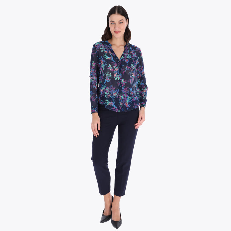 Blusa Camisera Manga Larga Tejido Plano