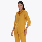 Petite Blusa Camisera Manga 3/4" con Charretera Tejido Plano