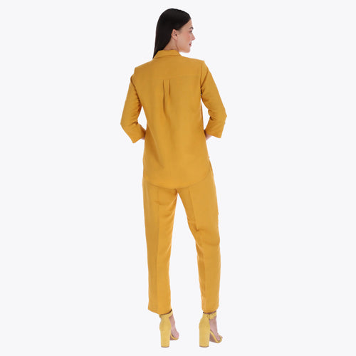 Petite Blusa Camisera Manga 3/4" con Charretera Tejido Plano