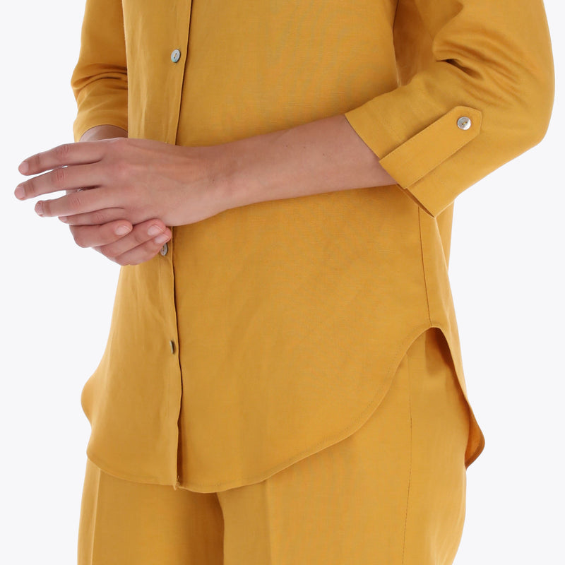 Petite Blusa Camisera Manga 3/4" con Charretera Tejido Plano