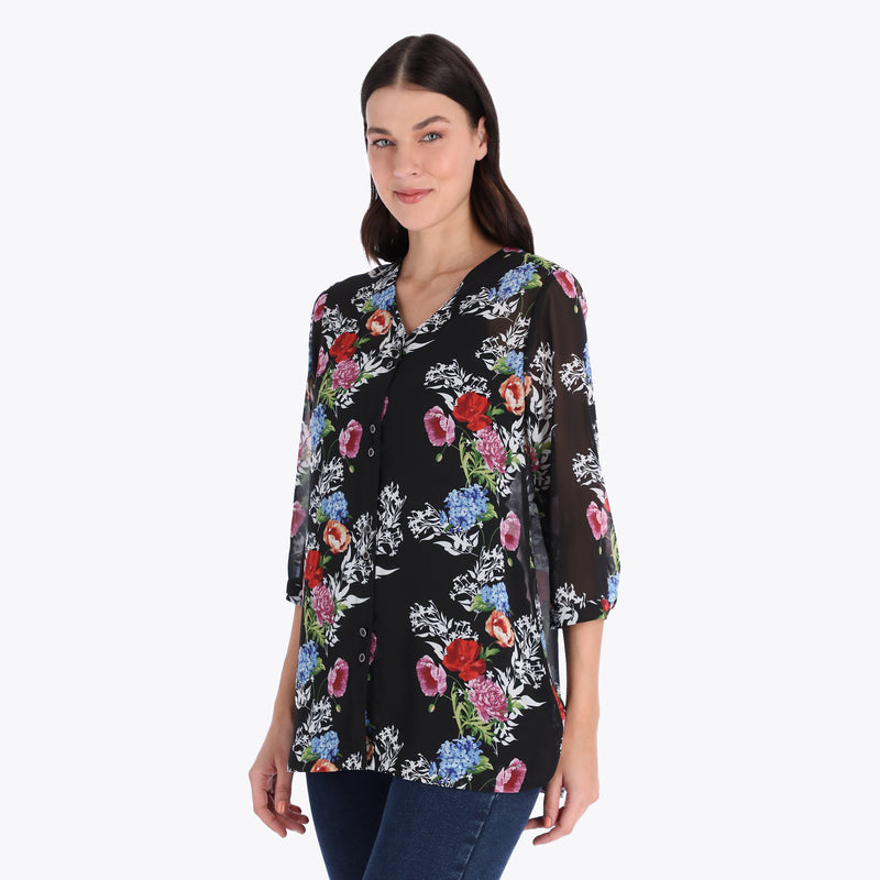 Túnica Camisera Doble Botón Tejido Plano