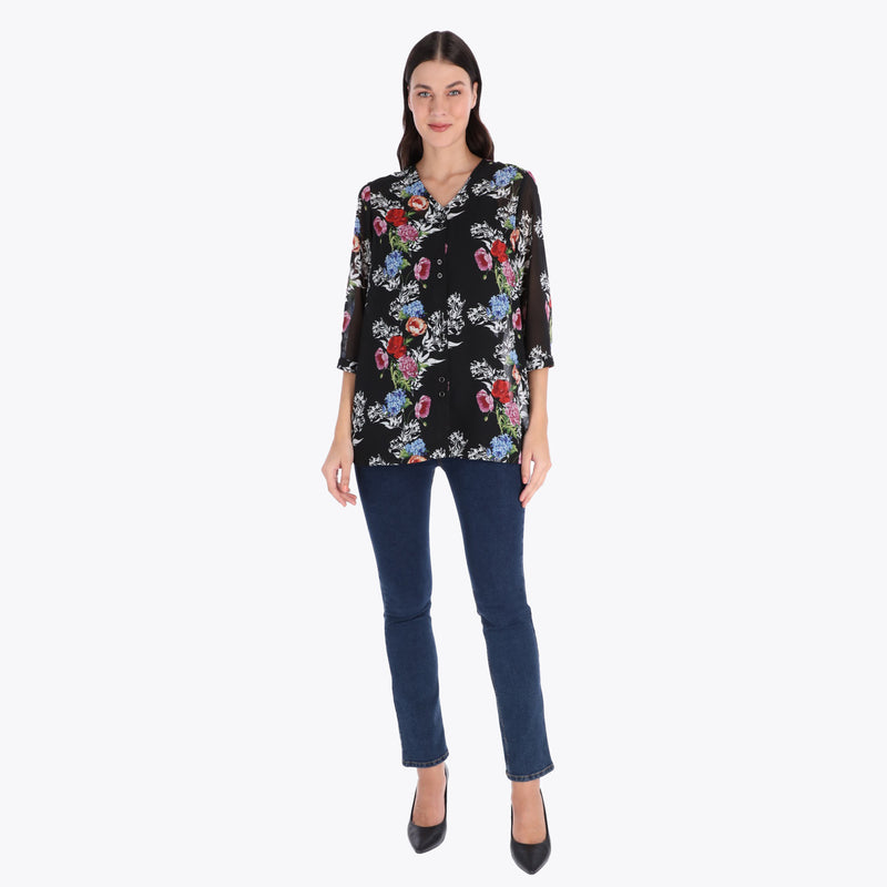 Túnica Camisera Doble Botón Tejido Plano
