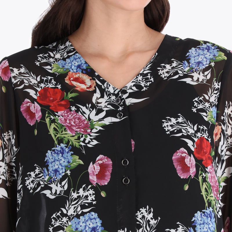Túnica Camisera Doble Botón Tejido Plano