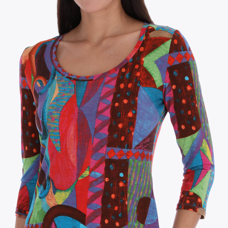 Petite Top Escote Redondo Manga 3/4" Tejido de Punto