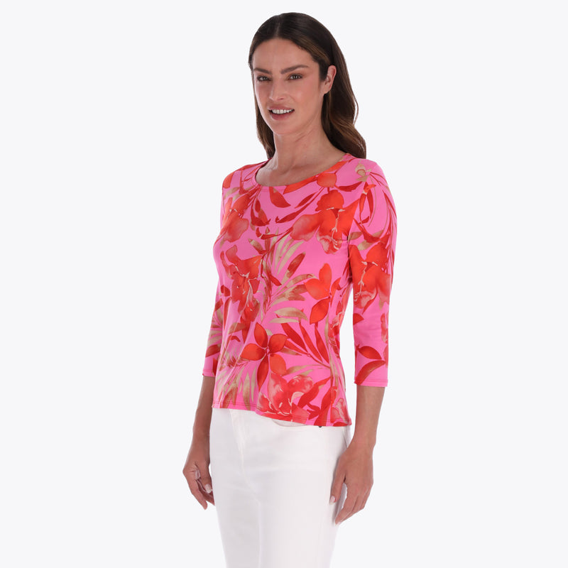 Petite Top Escote Redondo Manga 3/4" Tejido de Punto