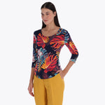 Petite Top Escote Redondo Manga 3/4" Tejido de Punto