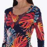 Petite Top Escote Redondo Manga 3/4" Tejido de Punto