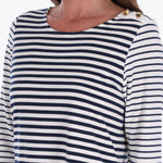 Top Escote Redondo con Botones Manga 3/4" Tejido de Punto