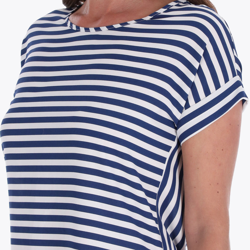 Top Escote Redondo Manga Kimono con Puños Tejido Plano