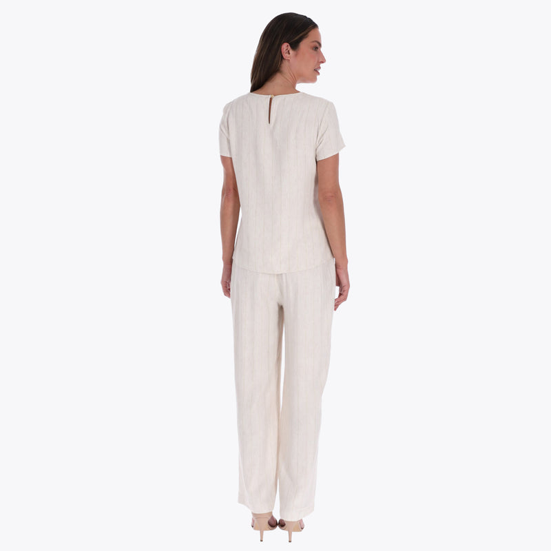 Blusa Escote Redondo Manga Corta Tejido Plano
