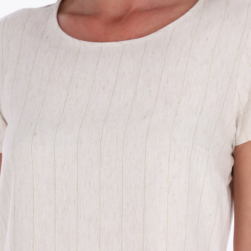 Blusa Escote Redondo Manga Corta Tejido Plano