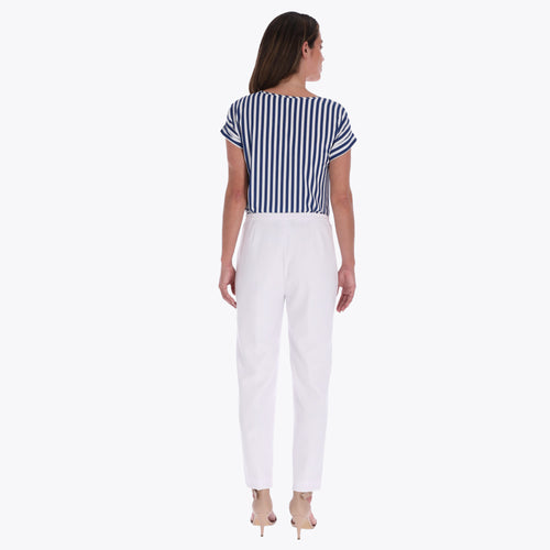 Pantalón Corte Recto con Elástico en Cintura Tejido Plano