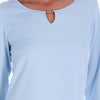Top Escote Redondo con Gota y Canutillo Manga 3/4" Tejido Plano