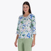 Blusa Escote Redondo con Detalle en Puños Tejido Plano