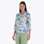 Blusa Escote Redondo con Detalle en Puños Tejido Plano